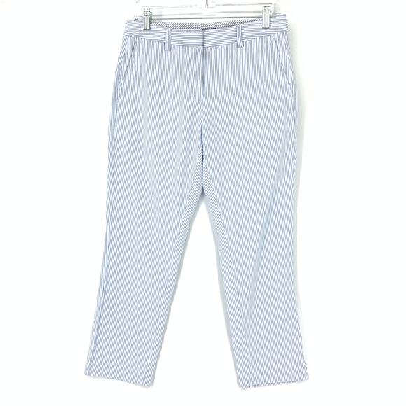 Lands' End Women's Size 4 Mid-Rise Straight Leg Cropped Pinstripe Trouser Pants - Picture 1 of 6